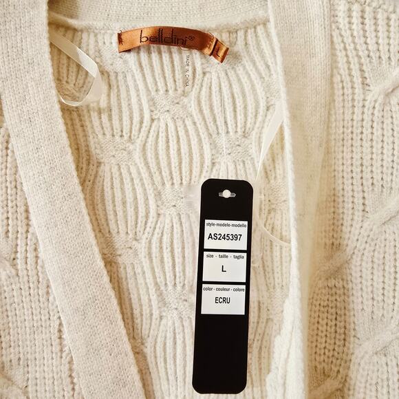 NWT Belldini Ecru Button Up Cardigan Sweater Shimmer Size L Large - Picture 5 of 12